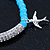 Light Blue Glass Bead Stretch Bracelet with Swarovski Crystal Detailing and Silver Swallow Charm - 5mm - Up to 20cm Length - view 5