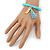 Light Blue Glass Bead Stretch Bracelet with Gold Plated Feather Charm & Silk Tassel - 6mm - Up to 20cm Length - view 4