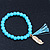 Light Blue Glass Bead Stretch Bracelet with Gold Plated Feather Charm & Silk Tassel - 6mm - Up to 20cm Length - view 8