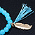 Light Blue Glass Bead Stretch Bracelet with Gold Plated Feather Charm & Silk Tassel - 6mm - Up to 20cm Length - view 5