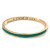 Thin Light Teal Enamel 'A STROKE OF LUCK' Slip-On Bangle Bracelet In Gold Plating - 18cm Length - view 2