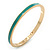 Thin Light Teal Enamel 'A STROKE OF LUCK' Slip-On Bangle Bracelet In Gold Plating - 18cm Length