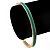 Thin Light Teal Enamel 'A STROKE OF LUCK' Slip-On Bangle Bracelet In Gold Plating - 18cm Length - view 4