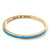 Thin Sky Blue Enamel 'RAIN OR SHINE' Slip-On Bangle Bracelet In Gold Plating - 18cm Length - view 3