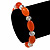 Orange/ Transparent Glass Bead Stretch Bracelet - 17cm Length - view 3