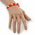 Orange/ Transparent Glass Bead Stretch Bracelet - 17cm Length - view 2