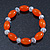 Orange/ Transparent Glass Bead Stretch Bracelet - 17cm Length - view 4