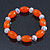 Orange/ Transparent Glass Bead Stretch Bracelet - 17cm Length - view 6