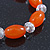Orange/ Transparent Glass Bead Stretch Bracelet - 17cm Length - view 5