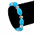 Light Blue/ Transparent Glass Bead Stretch Bracelet - 17cm Length - view 3