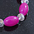 Magenta/ Transparent Glass Bead Stretch Bracelet - 17cm Length - view 5