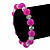 Bright Pink/ Transparent Round Glass Bead Stretch Bracelet - up to 18cm Length - view 4