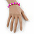 Bright Pink/ Transparent Round Glass Bead Stretch Bracelet - up to 18cm Length - view 5