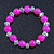 Bright Pink/ Transparent Round Glass Bead Stretch Bracelet - up to 18cm Length - view 2