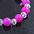 Bright Pink/ Transparent Round Glass Bead Stretch Bracelet - up to 18cm Length - view 3