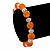 Orange/ Transparent Round Glass Bead Stretch Bracelet - up to 18cm Length - view 3