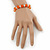Orange/ Transparent Round Glass Bead Stretch Bracelet - up to 18cm Length - view 2
