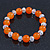 Orange/ Transparent Round Glass Bead Stretch Bracelet - up to 18cm Length - view 6