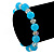 Light Blue/ Transparent Round Glass Bead Stretch Bracelet - up to 18cm Length - view 4