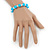 Light Blue/ Transparent Round Glass Bead Stretch Bracelet - up to 18cm Length - view 5