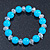 Light Blue/ Transparent Round Glass Bead Stretch Bracelet - up to 18cm Length