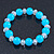 Light Blue/ Transparent Round Glass Bead Stretch Bracelet - up to 18cm Length - view 6