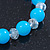 Light Blue/ Transparent Round Glass Bead Stretch Bracelet - up to 18cm Length - view 2