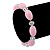 Baby Pink/ Transparent Glass Bead Stretch Bracelet - 17cm Length - view 2