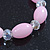 Baby Pink/ Transparent Glass Bead Stretch Bracelet - 17cm Length - view 3