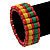 Multicoloured Wood Bead Flex Bracelet (Orange/Green/Yellow) - 18cm Length - view 2