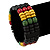 Red, Yellow, Green & Black Rasta Wood Bead Bob Marley Style Flex Bracelet - view 2