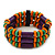 Multicoloured Wood Bead & Bar Flex Bracelet (Purple, Orange, Green) - 18cm Length - view 2