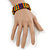 Multicoloured Wood Bead & Bar Flex Bracelet (Purple, Orange, Green) - 18cm Length - view 3
