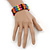 Multicoloured Wood Bead & Bar Flex Bracelet - 18cm Length - view 3