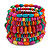 Wide Coil Multicoloured Wood Bead Bracelet - Adjustable