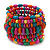 Wide Coil Multicoloured Wood Bead Bracelet - Adjustable - view 4
