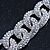 Glamorous Chunky Rhodium Plated Swarovski Elements Crystal Encrusted Chain Link Bracelet - 18cm Length - view 5