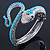 Sleek Light Blue Acrylic Bead Snake Hinged Bangle Bracelet In Silver Plating - view 4