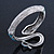Sleek Light Blue Acrylic Bead Snake Hinged Bangle Bracelet In Silver Plating - view 5