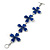 Dark Blue Glass Bead Floral Bracelet With T-Bar Closure In Silver Plating - 18cm Length - view 3