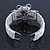 Fancy Glass Bead Floral Cuff Bracelet In Silver Tone - Adjustable - White - view 6