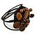 Chocolate Brown Ceramic, Simulated Pearl Bead Flower Wired Flex Bracelet - Adjustable - view 6