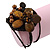 Chocolate Brown Ceramic, Simulated Pearl Bead Flower Wired Flex Bracelet - Adjustable - view 3