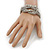 Chunky Rhodium Plated Mesh Chain 'Knot' Bracelet With Clear Crystals - 18cm (8cm Extension) - view 3