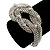 Chunky Rhodium Plated Mesh Chain 'Knot' Bracelet With Clear Crystals - 18cm (8cm Extension) - view 8