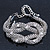 Chunky Rhodium Plated Mesh Chain 'Knot' Bracelet With Clear Crystals - 18cm (8cm Extension) - view 5