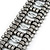 Wide Gun Metal Structured Bracelet With Clear Crystals - 17cm (9cm Extension) - view 5