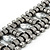 Wide Gun Metal Structured Bracelet With Clear Crystals - 17cm (9cm Extension) - view 6