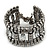 Wide Gun Metal Structured Bracelet With Clear Crystals - 17cm (9cm Extension) - view 8
