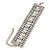 Wide Rhodium Plated Structured Bracelet With Clear Crystals - 17cm (9cm Extension)